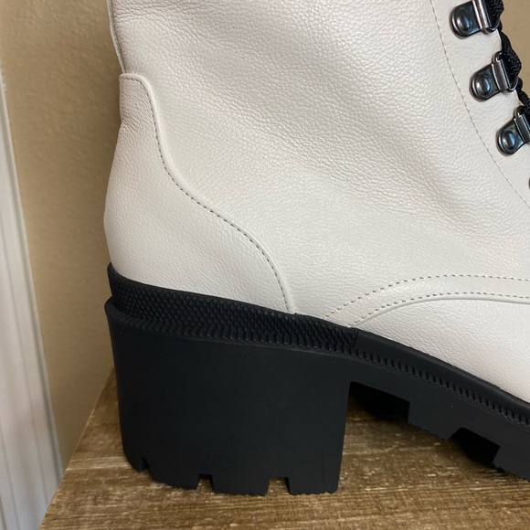 NIB BP Taylor White Leather Chunky Heel Boots - Picture 6 of 11
